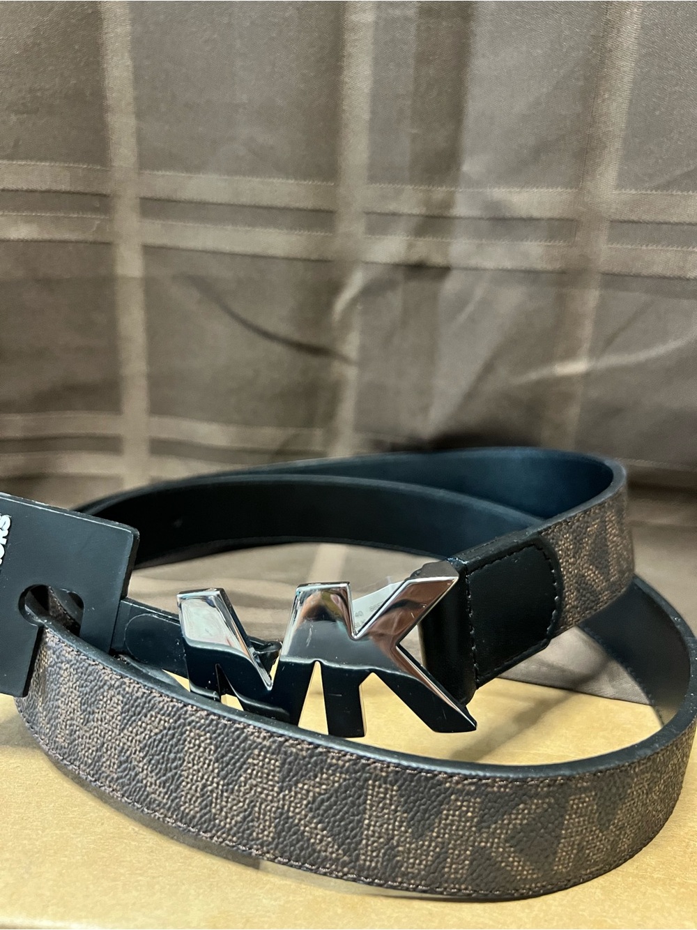 NWT Michael Kors Men's 31mm HW Leather Belt Brown Black Size 40